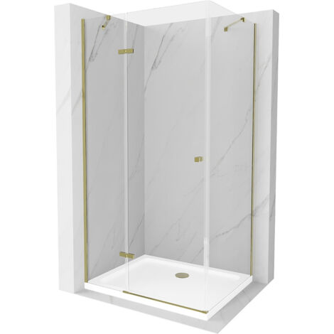 Mexen Roma cabine de douche pivotante 70 x 100 cm, transparente, or + receveur plat - 854-070-100-50-00-4010 (1/5)