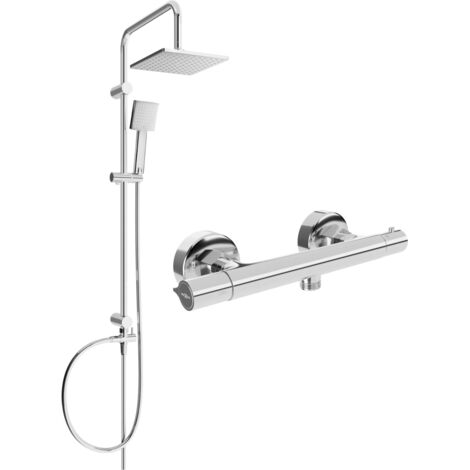 Mexen Tord ensemble de douche apparent avec pomme de douche et mitigeur thermostatique Slim, chromé - 77105200-00 (1/3)
