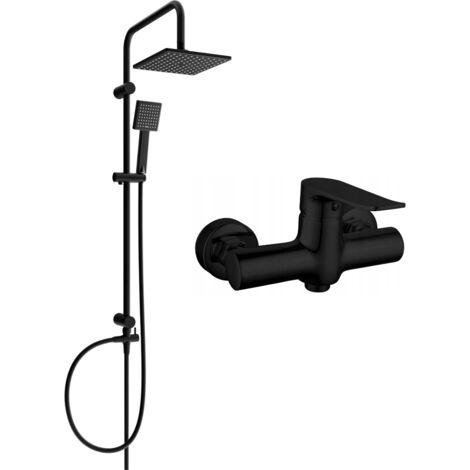 Ensemble de douche à montage mural Mexen Tord avec douche de tête et robinet de douche Pecos, noir - 72740200-70 (1/3)