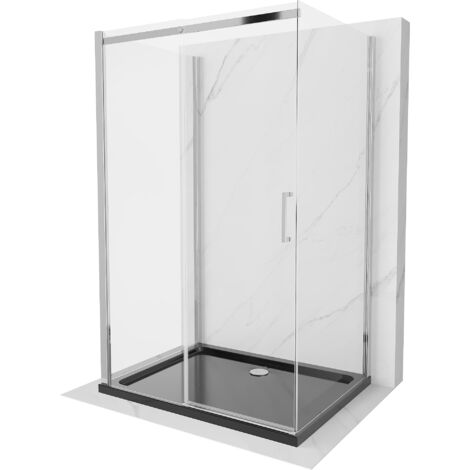 Mexen Omega cabine de douche 3 parois, coulissante 120 x 80 cm, transparent, chrome + receveur Flat - 825-120-080-01-00-3s-4070 (1/5)