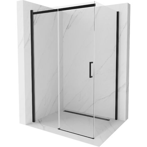 Cabine de douche coulissante Mexen Omega 110 x 80 cm, transparente, noire - 825-110-080-70-00 (1/5)