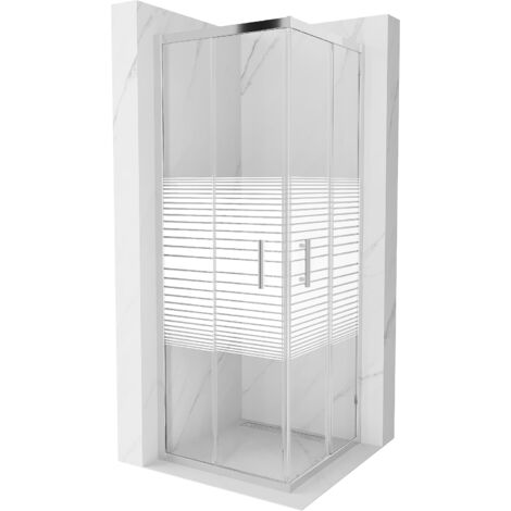 Mexen Rio cabine de douche carrée 70 x 70 cm, rayures, chrome - 860-070-070-01-20