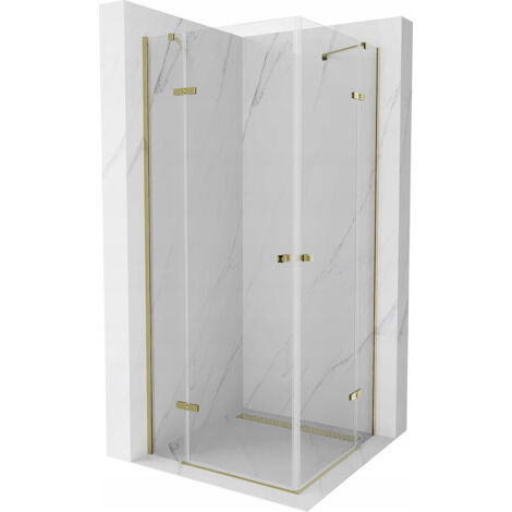 Mexen Roma Duo cabine de douche pivotante 90 x 90 cm, transparent, or - 854-090-090-50-00-02 (1/5)