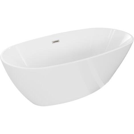 Baignoire indépendante Mexen Eris 180 x 80 cm, blanche, bonde en nickel brossé - 53441808000-97 (1/5)