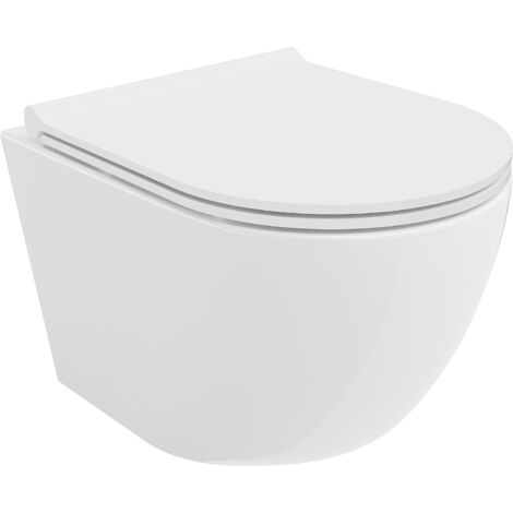 Mexen Lena cuvette WC sans bride avec siège slim et système de descente douce, en duroplast, blanc - 30220500