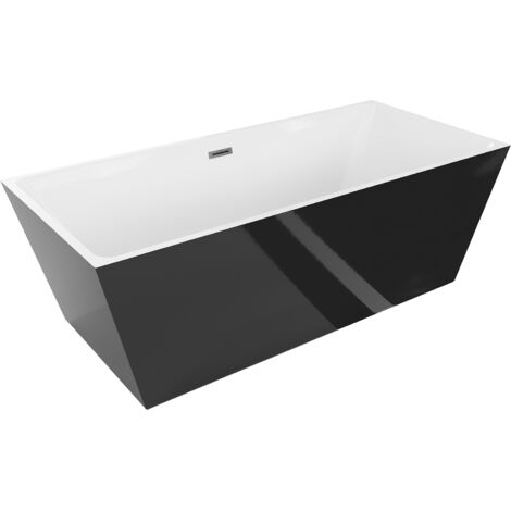 Baignoire autoportante Mexen Lita 170 x 75 cm, blanche/noire, débordement gun metal - 52121707575-95 (1/5)
