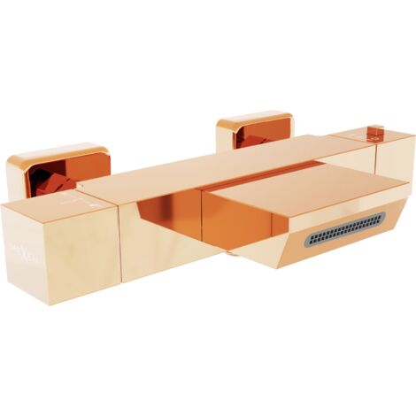 Batterie de baignoire thermosta Cube Mexen, or rose - 77360-60