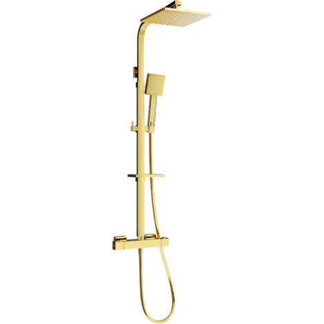Mexen CQ45 ensemble de douche en saillie avec pomme de douche et robinet thermostatique, doré - 772504595-50