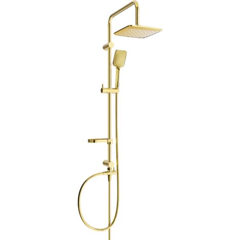Mexen – Colonne de douche sans robinetterie finition dorée – Pommeau 200mm – Tuyau flexible 150cm – 79862629150