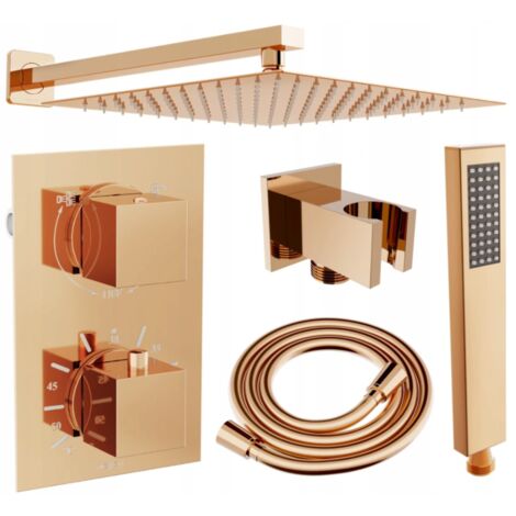 Mexen Cube DR02 ensemble de douche encastrée avec pomme de douche 30 cm, or rose - 77502DR0230-60 (1/5)