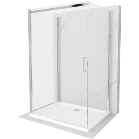 Mexen Omega cabine de douche 3 parois, coulissante 120 x 90 cm, transparent, chrome + receveur Flat - 825-120-090-01-00-3s-4010 (1/5)