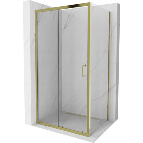 Mexen Apia cabine de douche coulissante 110 x 90 cm, transparente, or - 840-110-090-50-00