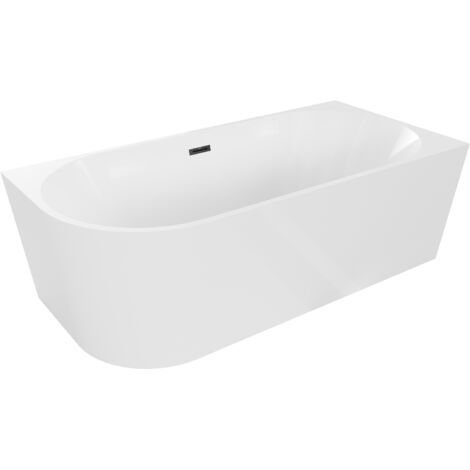 Mexen Mia baignoire autoportante d'angle droite 150 x 75 cm, blanche, trop-plein noir - 52691507500P-70