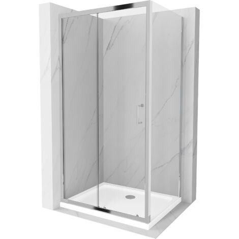 Cabine de douche coulissante Mexen Apia 90 x 70 cm, transparent, chrome + receveur Flat - 840-090-070-01-00-4010