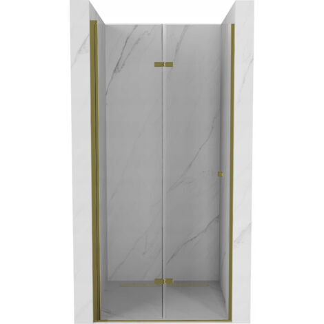 Mexen – Porte de douche pliante 90 cm – Verre trempé transparent 6 mm – Finition dorée – Aluminium – Réglable – 8560900005000