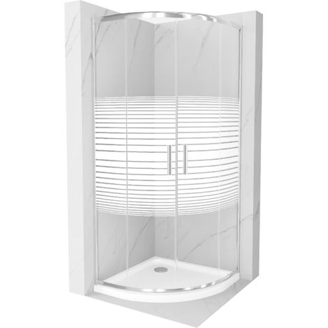Cabine de douche Mexen Rio semi-circulaire 90 x 90 cm, transparent, chrome + receveur Flat, blanc - 863-090-090-01-20-4110