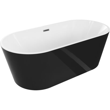Baignoire autoportante Mexen Luna 180 x 80 cm, blanche/noire, bonde gun metal - 52031808075-95 (1/5)