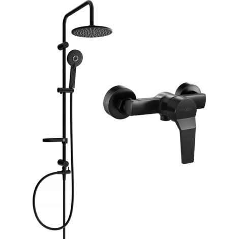 Mexen Carl ensemble de douche à montage externe avec pomme de douche et robinet de douche Caro, noir - 746640240-70 (1/3)