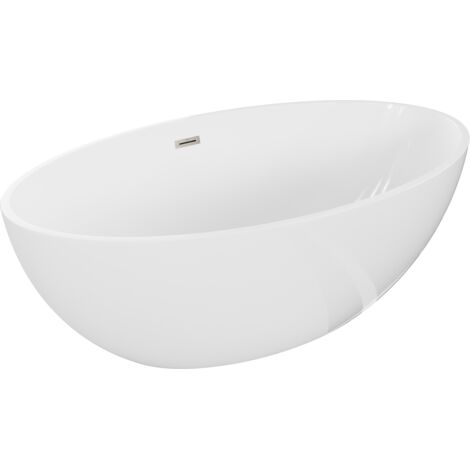 Baignoire Mexen Nike autoportante 175 x 100 cm, blanche, vidange en nickel brossé - 54071751000-97