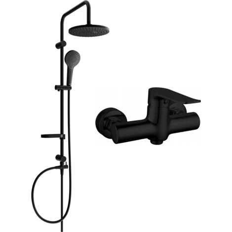 Mexen Erik ensemble de douche apparent avec pomme de douche et robinet de douche Pecos, noir - 72740205-70 (1/3)