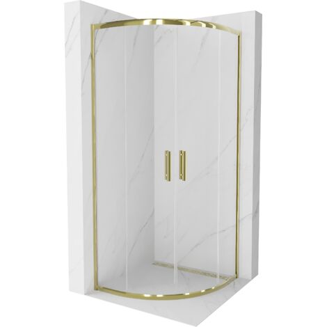 Mexen Rio cabine de douche demi-circulaire 70 x 70 cm, transparent, doré - 863-070-070-50-00