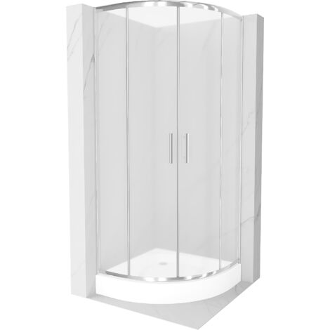 Cabine de douche Mexen Rio demi-ronde 70 x 70 cm, givré, chrome + receveur Rio, blanc - 863-070-070-01-30-4710