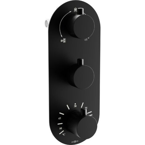 Batterie thermostatique bain-douche Mexen Kai 3 sorties, noire - 77603-70