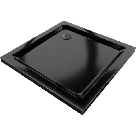 Mexen Flat receveur de douche carré slim 70 x 70 cm, Noir, siphon Noir - 40707070B (1/5)