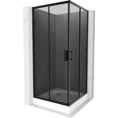 Mexen Rio cabine de douche carrée 90 x 90 cm, graphite, noir + receveur Rio, blanc - 860-090-090-70-40-4510