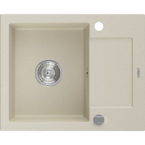 Mexen Enzo évier en granit à 1 cuve avec un égouttoir court 576 x 465 mm, Beige - 6506571005-69 (1/5)