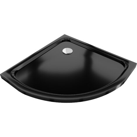 Mexen Flat bac à douche demi-circulaire slim 90 x 90 cm, noir, siphon chromé - 41709090