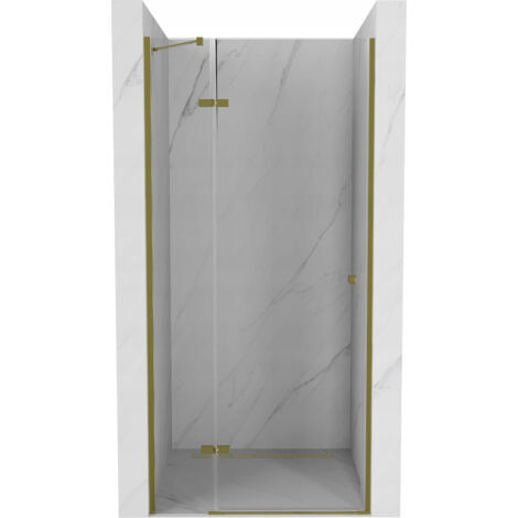 Mexen – Porte de douche battante 80 cm transparent doré – Verre trempé 6 mm – Montage universel – Entrée pivotante – 8540800005000