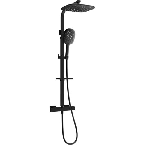 Mexen CQ22 ensemble de douche en saillie avec douche de tête et mitigeur thermostatique, noir - 772502295-70 (1/2)