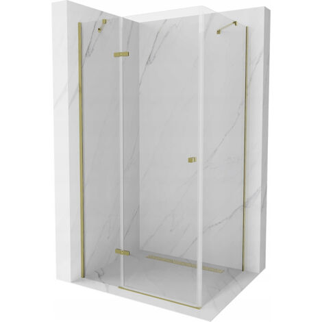 Mexen Roma cabine de douche pivotante 100 x 80 cm, transparent, dorée - 854-100-080--50-00 (1/5)