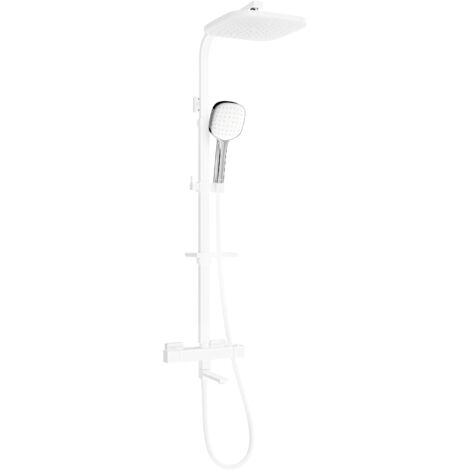 Mexen CQ33 ensemble bain-douche avec pomme de douche et robinet thermostatique, blanc/chrome - 779103395-21 (1/2)