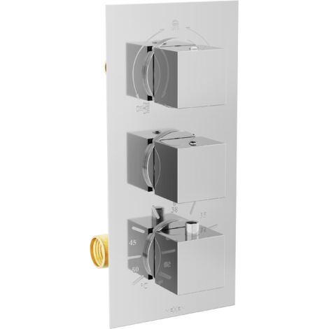 Batterie de bain-douche thermostatique Mexen Cube 3 sorties, chrome - 77503-00