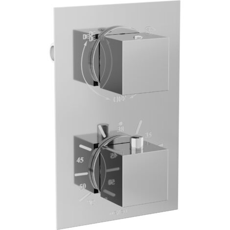 Batterie bain-douche thermostatique Mexen Cube 2 sorties, chromée - 77502-00