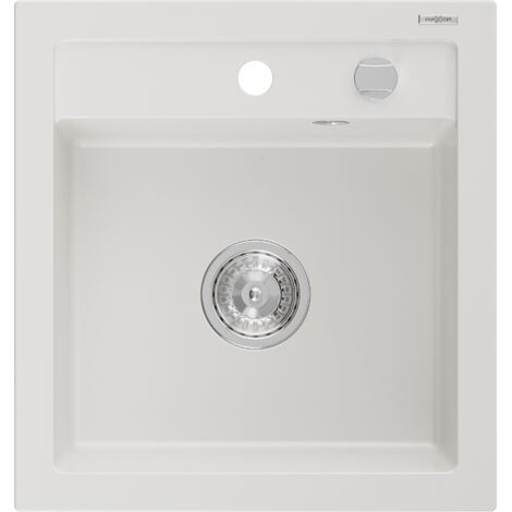 Mexen Vito évier en granit à 1 cuve 520 x 490 mm, Blanc - 6503521000-20 (1/5)