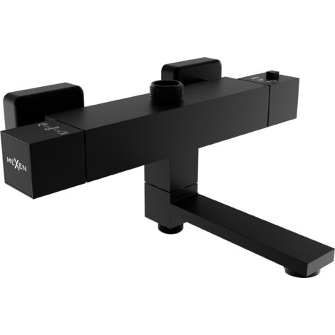 Batterie de bain-douche thermostatique Mexen Cube, noire - 77910-70