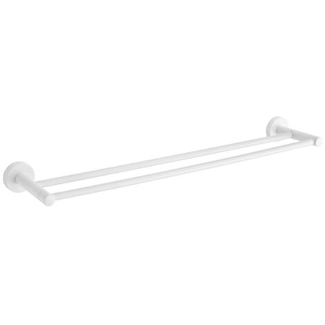 Mexen – Porte-serviettes double 63,5cm en métal blanc – Fixation murale – Distance du mur 12cm – 705072520 (1/2)