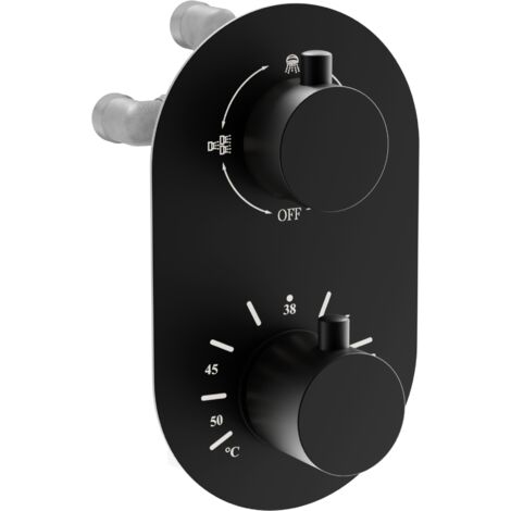 Batterie bain-douche thermostatique à 3 sorties Mexen Kai, noire - 77602-70