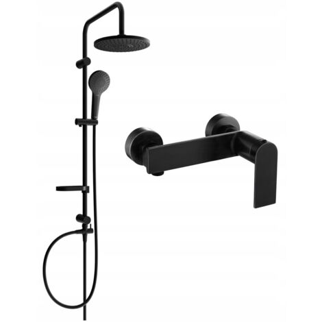 Mexen Erik ensemble de douche en saillie avec pomme de douche et robinet de douche Zero, noir - 71140205-70 (1/3)