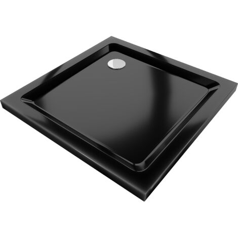 Mexen Flat receveur de douche carré slim 80 x 80 cm, Noir, siphon Chrome - 40708080