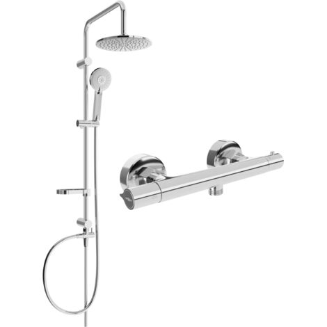 Mexen Carl ensemble de douche apparent avec douche de tête et robinet thermostatique Slim, chromé - 77105240-00 (1/3)
