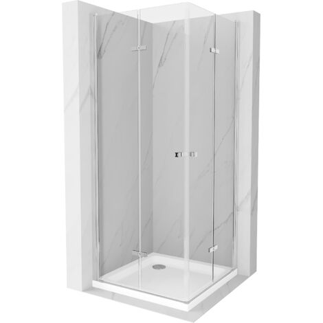 Mexen Lima Duo cabine de douche pliable 80 x 80 cm, transparent, chrome + receveur Flat - 856-080-080-01-02-4010 (1/5)
