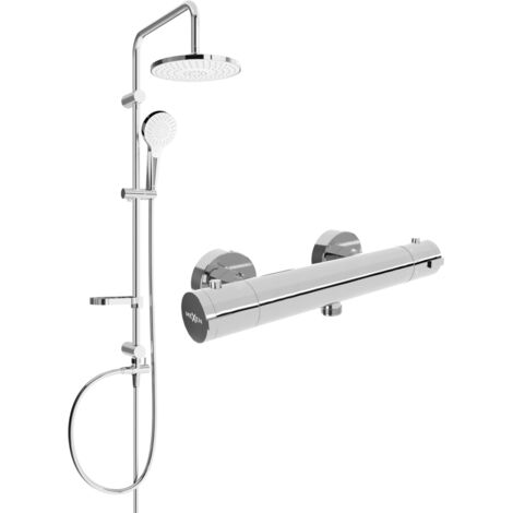 Mexen Erik ensemble de douche apparent avec pommeau de douche et robinet thermostatique Kai, chromé - 77100205-00 (1/3)