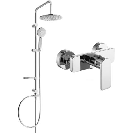 Mexen Carl ensemble de douche apparent avec pomme de douche et mitigeur Cetus, chrome - 744340240-00 (1/3)