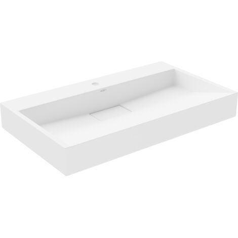 Mexen – Vasque à encastrer conglomérat blanc 80 x 46 cm – 1 trou pour robinetterie – Non pour trop-plein – 23018001 - TROU 80 X