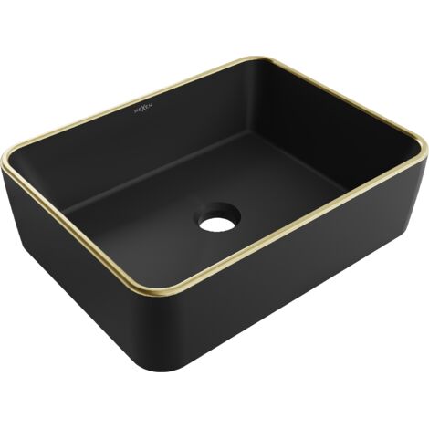 Mexen Catia lavabo de comptoir 48 x 37 cm, Noir mat/bord en or - 21314875 (1/5)