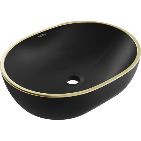 Mexen Viki lavabo de comptoir 48 x 35 cm, Noir mat/bord en or - 21054875 (1/5)